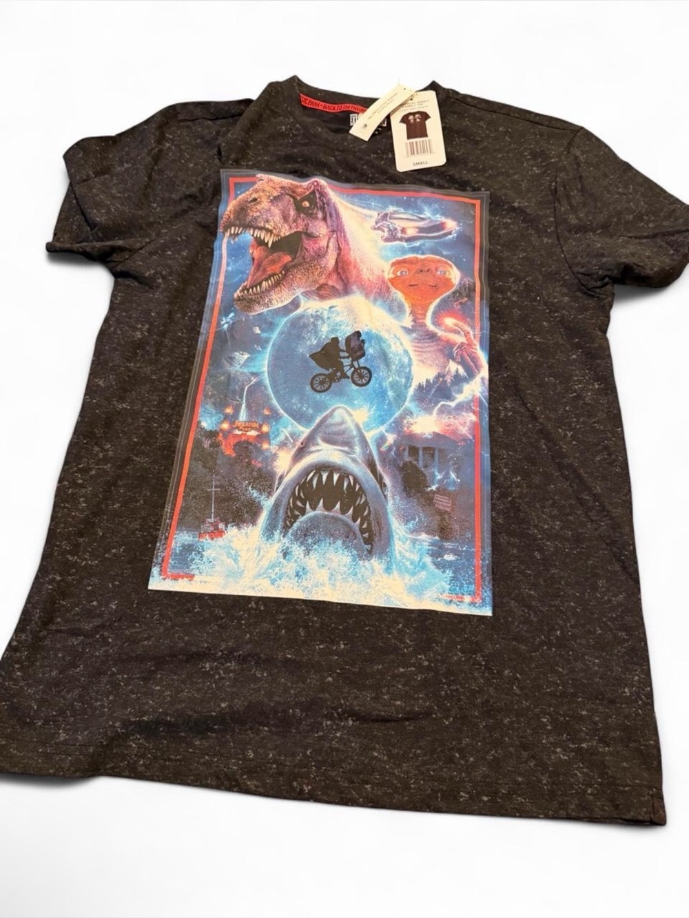 Universal Black Kids Graphic Tee with Retro Sci‑Fi Mashup